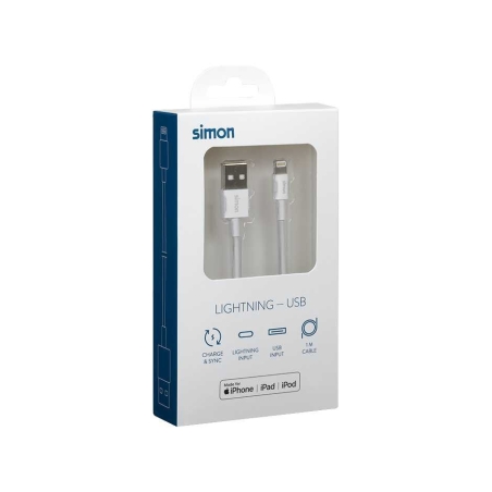 Cable cargador lighting iphone usb a blanco 1 metro - Sui...