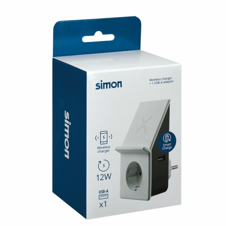 Adaptador usb a + carga inalambrica + 1 toma - Suinplas