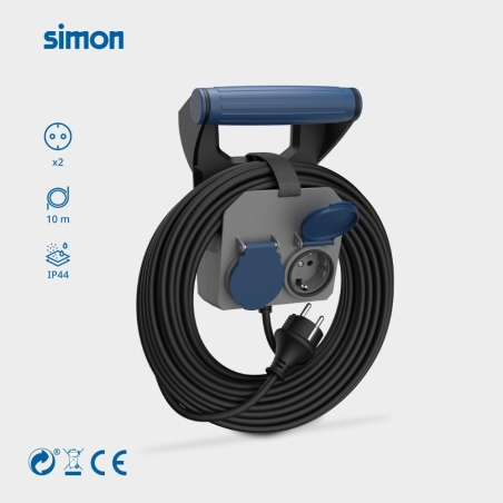 Prolongador  de pared  2 tomas  10m ip 44 - Suinplas