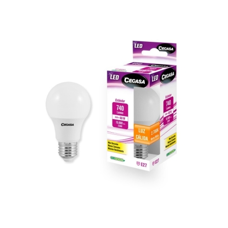 Bombilla led estandar e27 8 w calida - Suinplas