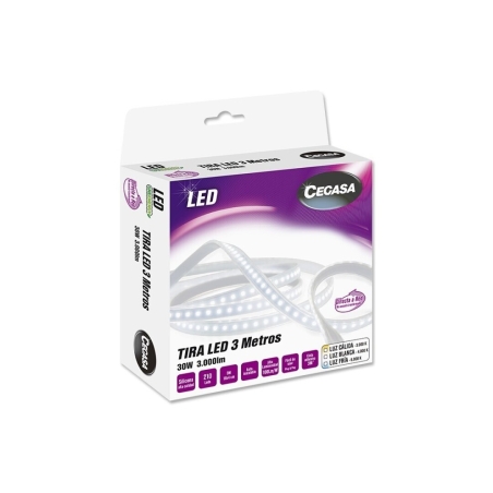 Tira de led  3 mts  ip 65 4000k directa a luz - Suinplas