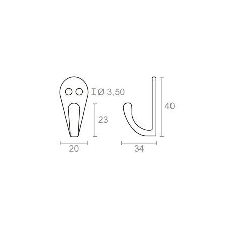 Percha colgador simle aluminio 40x34mm latonado - Suinplas
