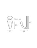 Percha colgador  simple aluminio 40x34mm niquel - Suinplas
