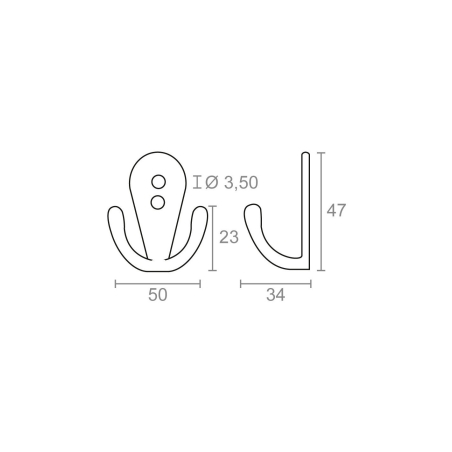 Percha colgador doble  aluminio 50x47mm latonado - Suinplas