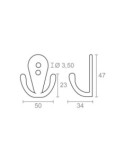 Percha colgador doble aluminio 50x47mm negro - Suinplas