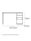Mesa escritorio  blanco /roble gold pata blanca  138x67 -...