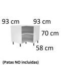"Mueble kit cocina blanco esquinero ""l"" bajo de 70x93x93..."