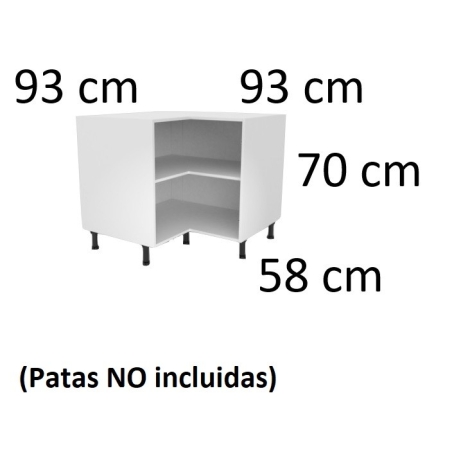 "Mueble kit cocina blanco esquinero ""l"" bajo de 70x93x93..."