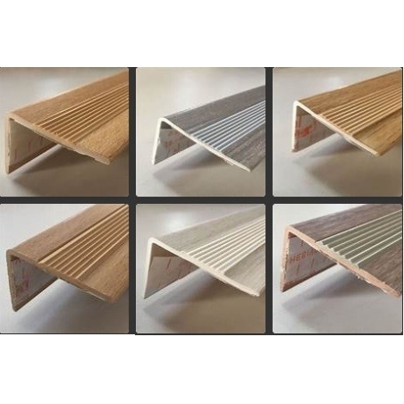 Perfil escalon pvc adhesivo  50x35x2000mm  roble steel -...