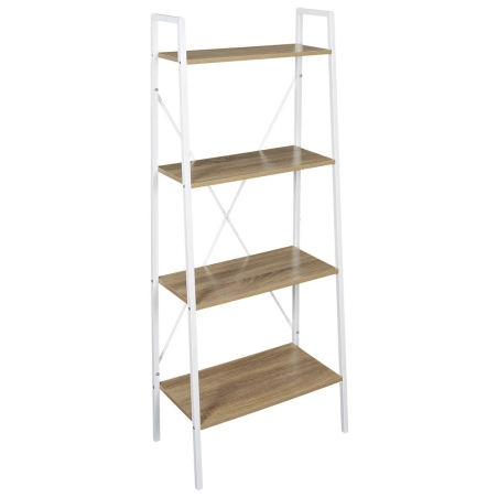 Estanteria metal blanco y contrachapado 4 baldas ancha -...