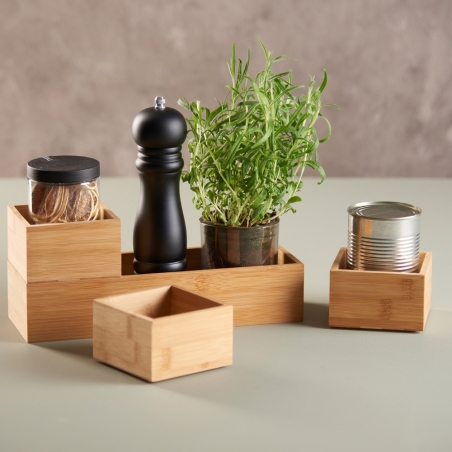 Set 4 cajas  almacenamiento  bambu - Suinplas