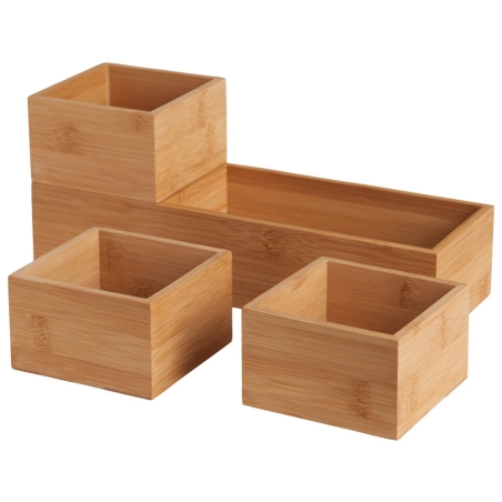 Set 4 cajas  almacenamiento  bambu - Suinplas