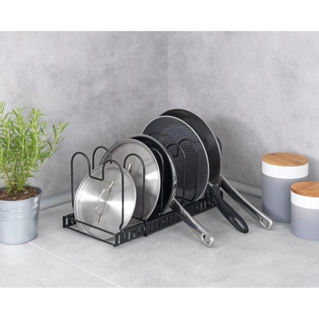 Soporte para sartenes y tapas extensible color negro - Su...