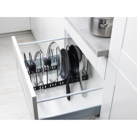 Soporte para sartenes y tapas extensible color negro - Su...