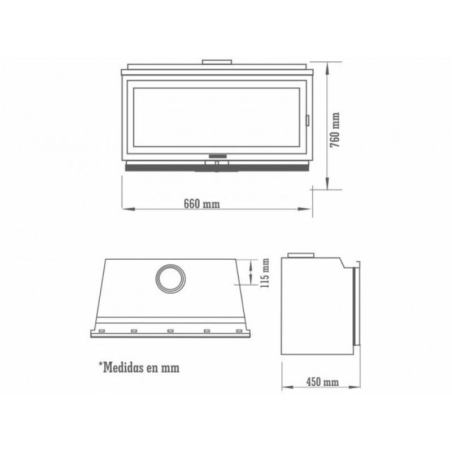 Estufa insertable sin ventilacion a leña dakota - Suinplas