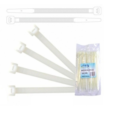 Brida blanca de 160x2,60mm 100ud - Suinplas