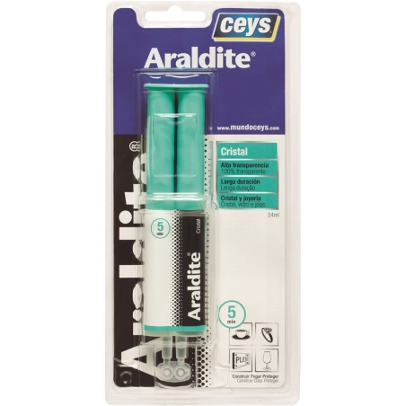 Pegamento adhesivo epoxi araldit cristal jeringa transpar...