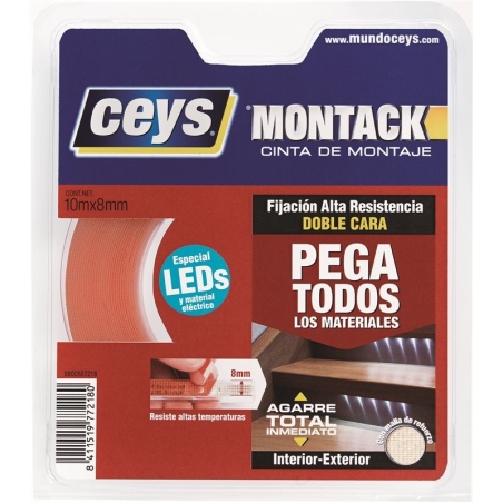 Cinta doble cara ceys montack xpress especial leds 10 met...