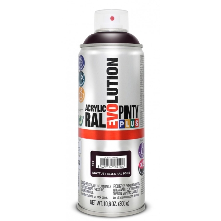 Spray acril 520cc evolution  mate negro  ral 9005 - Suinplas