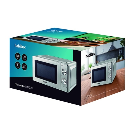Microondas mecánico HABITEX CM20CN 20L 700W cromado 