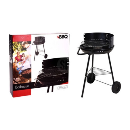 Barbacoa carbon redonda con ruedas parrilla regulable 