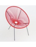 Sillon vintage ratan sintetico rojo - Suinplas