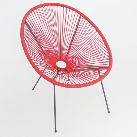 Sillon vintage ratan sintetico rojo - Suinplas