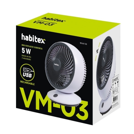 Ventilador mesa habitex usb bateria vm03 - Suinplas