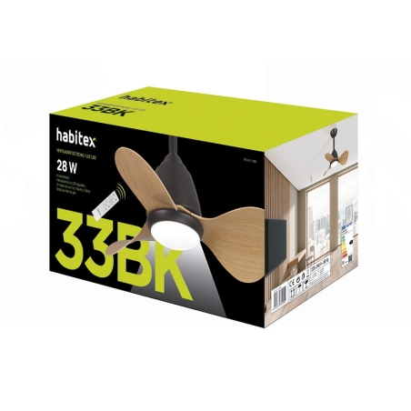 Ventilador techo led negro habitex 33bk - Suinplas