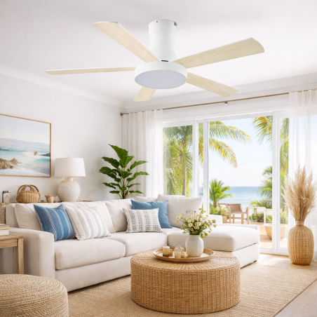 Ventilador techo Habitex VTM50 132 cm LED blanco madera 