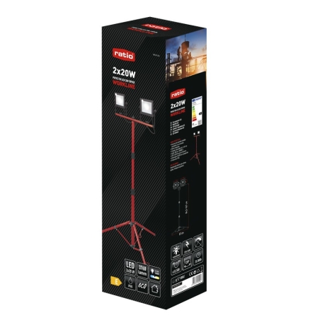 Foco LED Doble con Trípode RATIO WorkLine 2x50W 