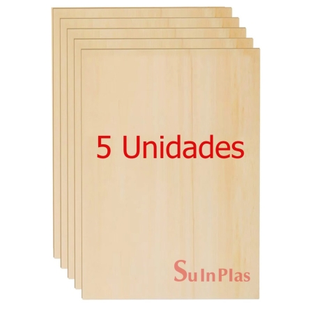 Tablero mdf 300x210x3mm (5ud x a4) corte laser - Suinplas