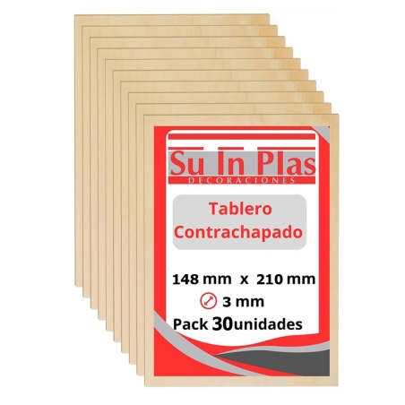 Tablero contrachapado de calabo 420x300x3mm (3ud xa3) cor...