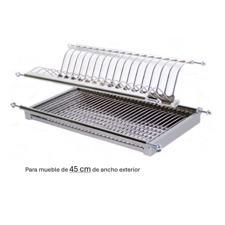 Escurreplatos acero inoxidable para mueble  45 cm + viert...