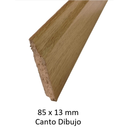 Rodapie  barnizado 85 mm x 13 mm haya canto dibujo 240 cm...
