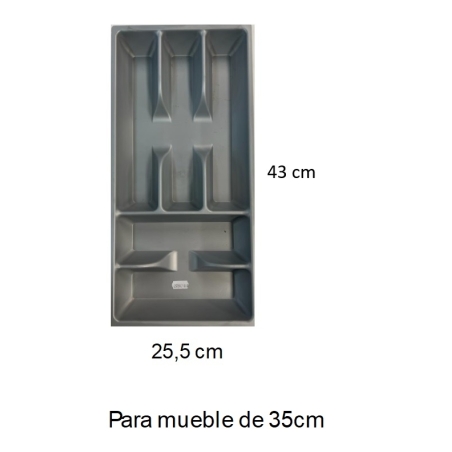 Cubertero pvc gris modelo combi para mueble de 30cm - Sui...