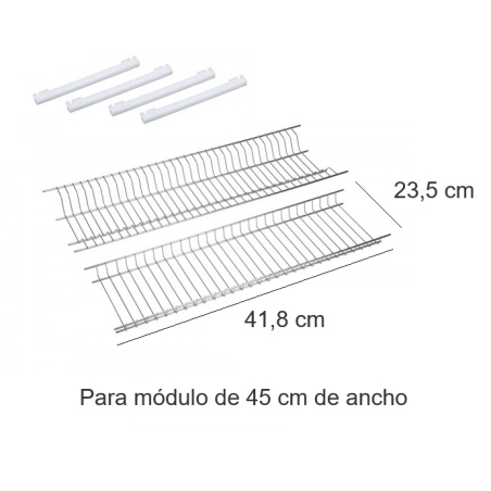 Escurreplatos pvc blanco con guias para mueble   40 cm -...
