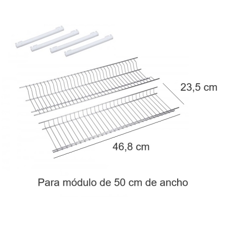 Escurreplatos pvc blanco con guias para mueble   40 cm -...