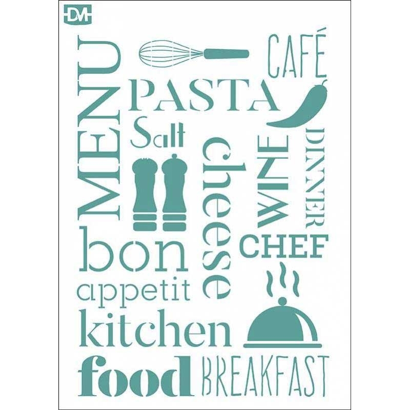 Plantilla stencil 28x20cm texto cocina   - Suinplas