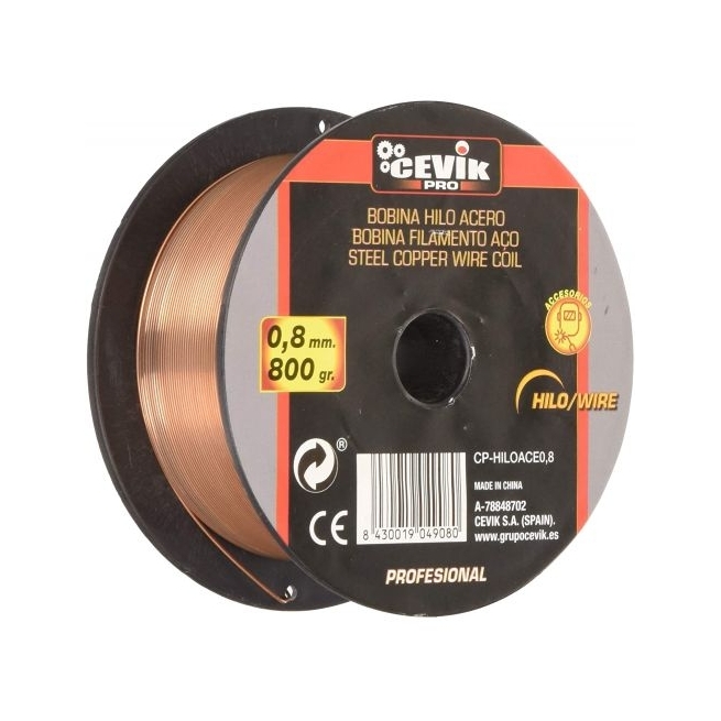 Hilo de soldadura  bobina  acero 0,8 mm. 800 gr. - Suinplas