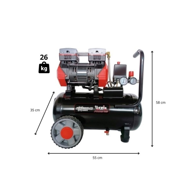 ompresor Silencioso 24L 2HP CEVIK PRO CA-PRO27XS 