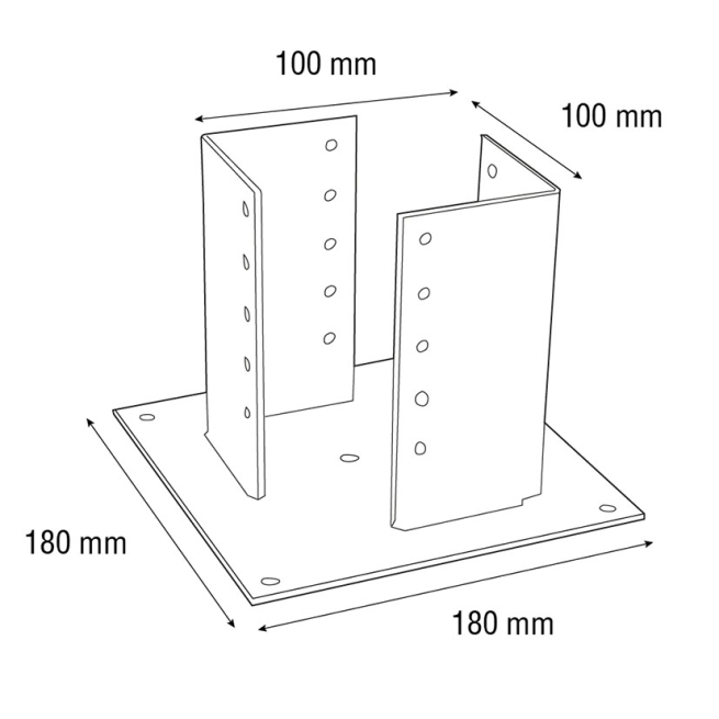 Soporte viga al suelo 100x10 placa 180x180 8 uds - Suinplas