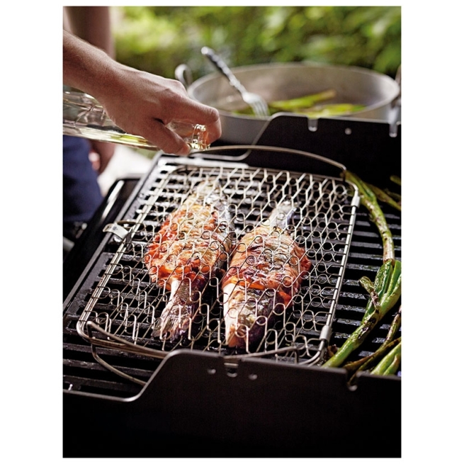 Cesta inox. grande de pescado para parrilla - Suinplas