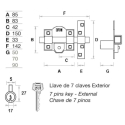 Cerrojo fac 307-r/80 con cadena dorado derecha  - Suin...