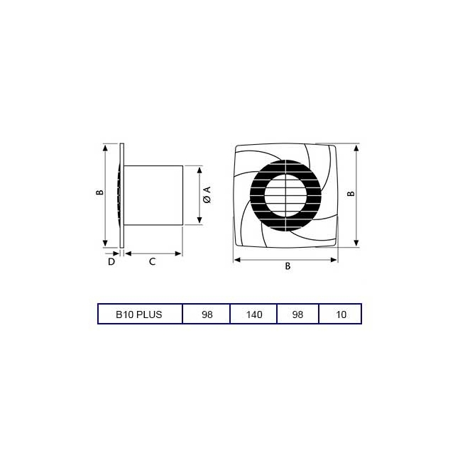 Extractor para baños mod b10 plus cata - Suinplas