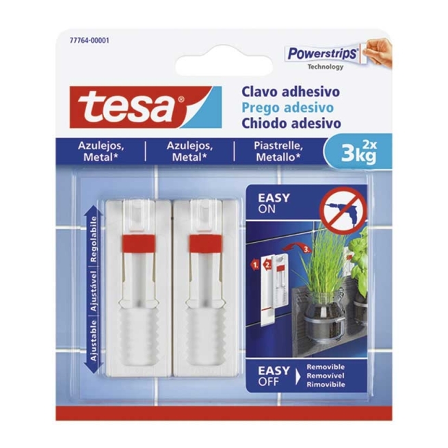 Clavo adhesivo ajustable  liso cualgacuadros hasta 3kg