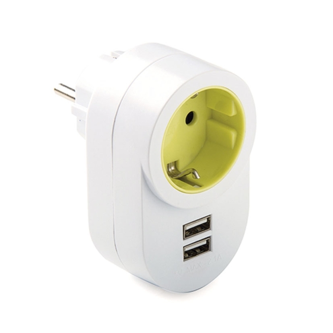 Adaptador  enchufe   tt lateral  16a-250 +2 usb - Suinplas