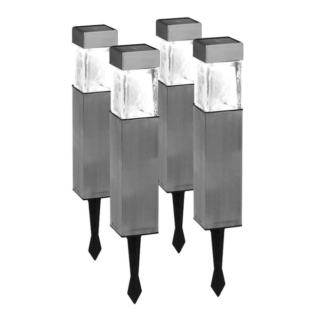 Estaca solar set de 4 pzas metal/cristal    - Suinplas