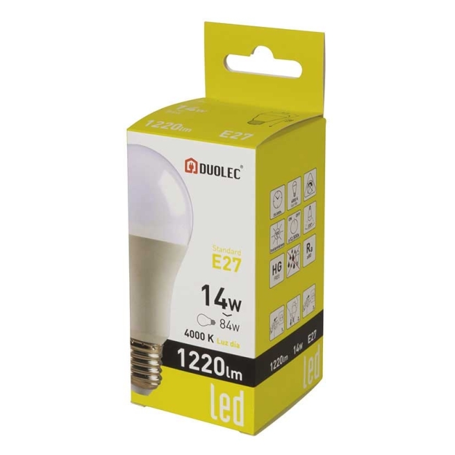 Bombilla led estandar e27 14w  4000k - Suinplas
