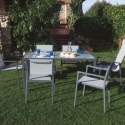 Silla con brazos mod. capri acero/textil antracita - Suin...